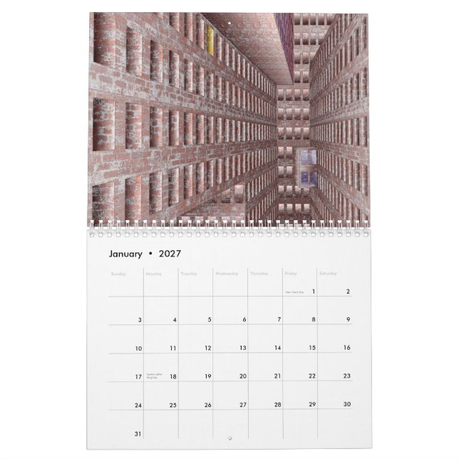 Calendário surreal da arte de Spiketacular para (Jan 2027)