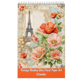 Calendário Sussurros Vintage – Arte em Papel Floral Shabby Ch