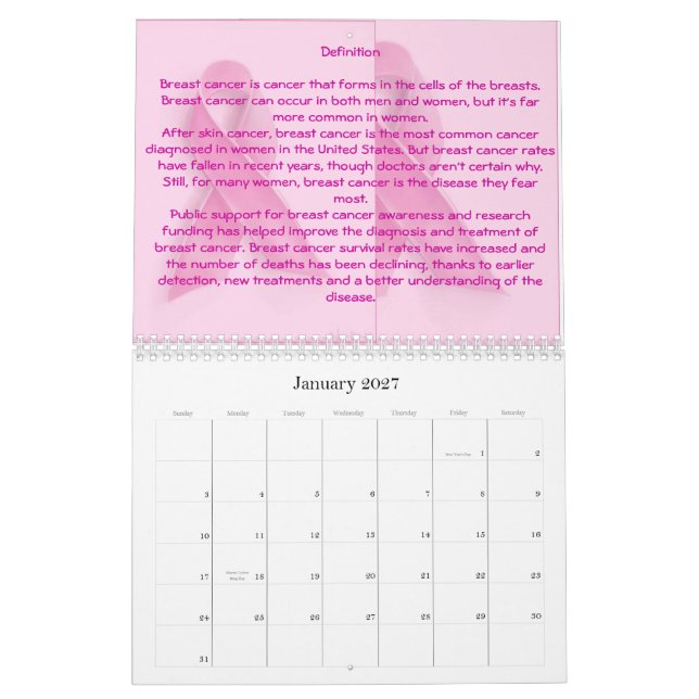 Calendário symptons cientes do cancro da mama de b… para (Jan 2027)