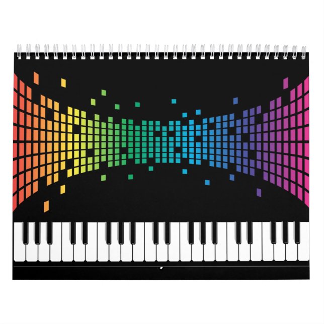 Calendário Teclado instrumental para piano de música multicol (Capa)