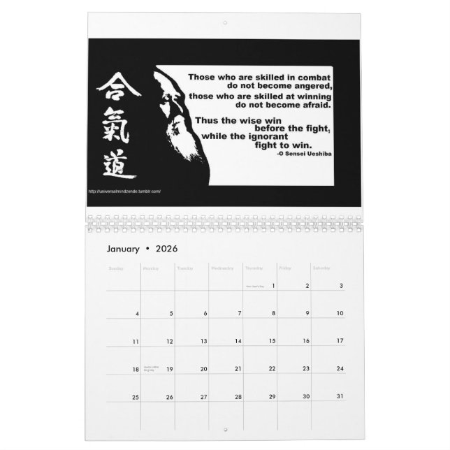 Calendário temático das artes marciais de (Jan 2026)