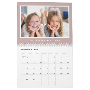 Calendário Texto de Foto Personalizado da Família 2026 Mínima