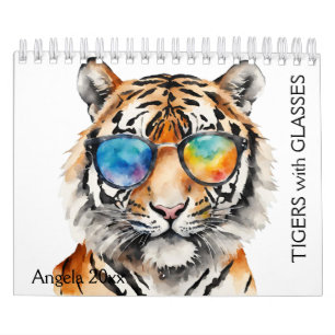 Calendário Tigres de Aquarela