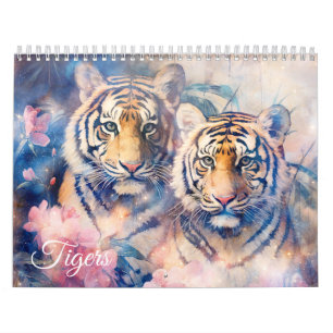 Calendário Tigres Fantasia em Estilo Abstrato