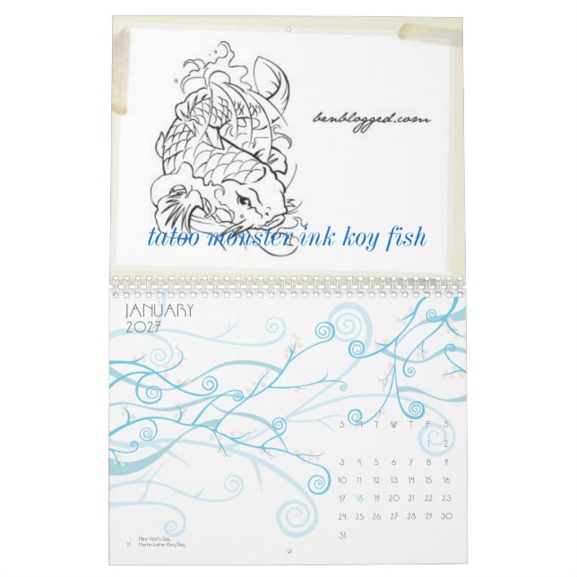 Calendário tinta do monstro do tatuagem (Jan 2027)