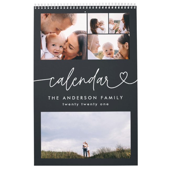 Calendário Típica de script feminino moderna com foto mínima (Capa)