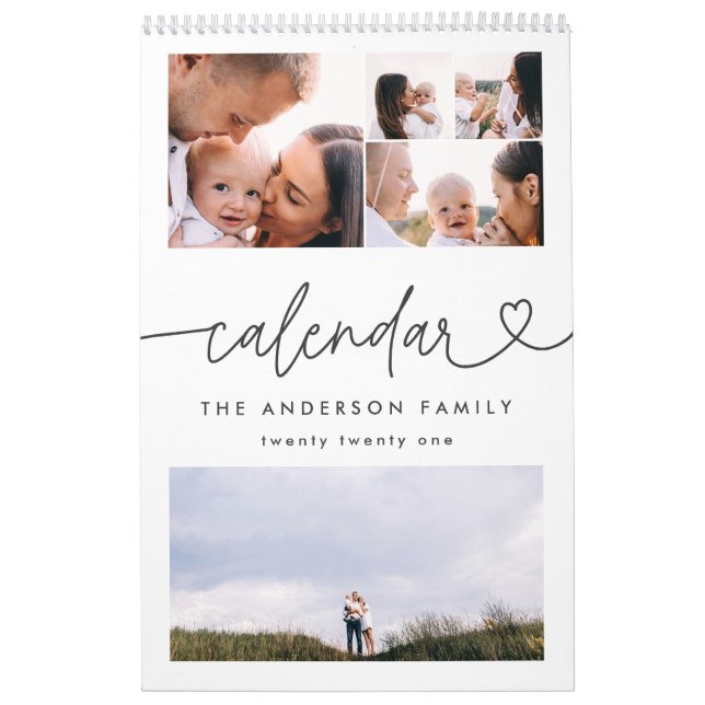 Calendário Típica de script feminino moderna com foto mínima (Capa)