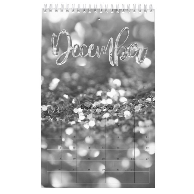 Calendário Típica Moderna de Típica de Cinzas de Silver Faux (Dez 2027)