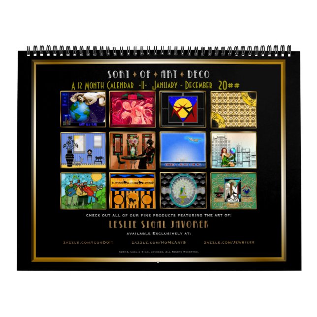 Calendário Tipo de Arte Deco - 12 Meses - Personalizada (Capa)