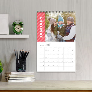 Calendário Tipografia de Listras Frias Simples Meses Foto