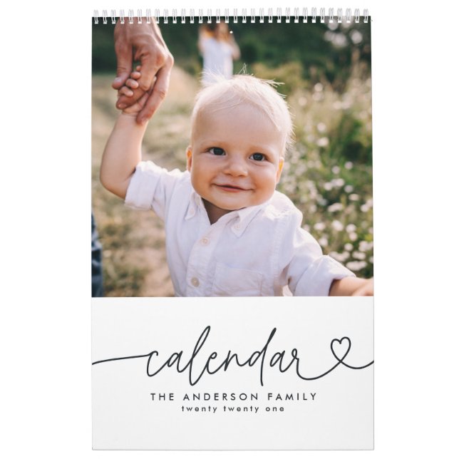 Calendário Tipografia de script feminino moderna com fotograf (Capa)