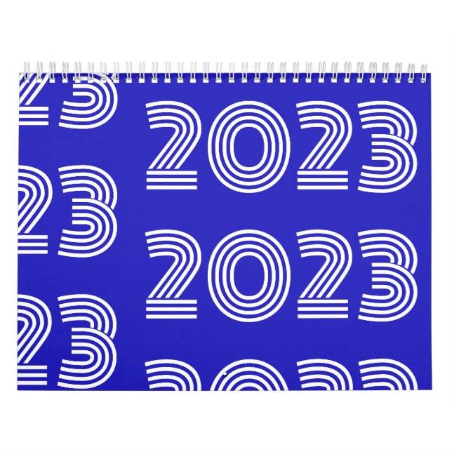 Calendário Tipografia Gráfica Moderna Azul Branco (Capa)