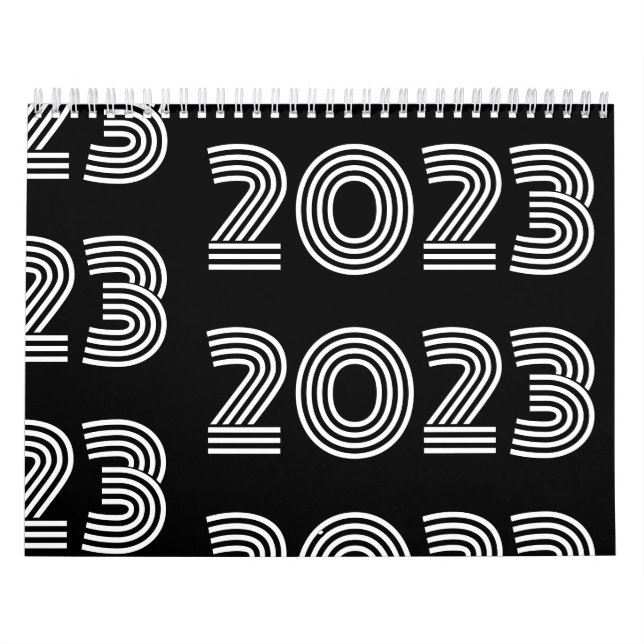 Calendário Tipografia Gráfica Moderna Preta e Branca (Capa)