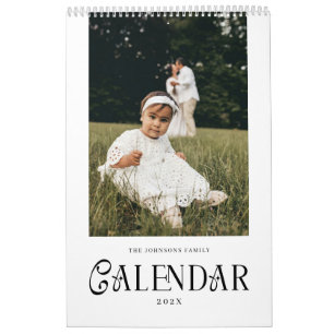 Calendário Tipografia Moderna Minimalista Personalizada Foto