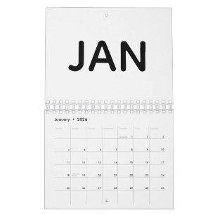 Calendário Tipografia Negra e Branca Simples e Ousada