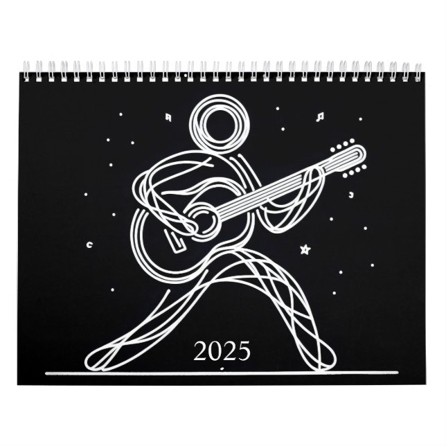Calendário Tiras De Pau Minimalistas Tocando Violão 2025 (Capa)