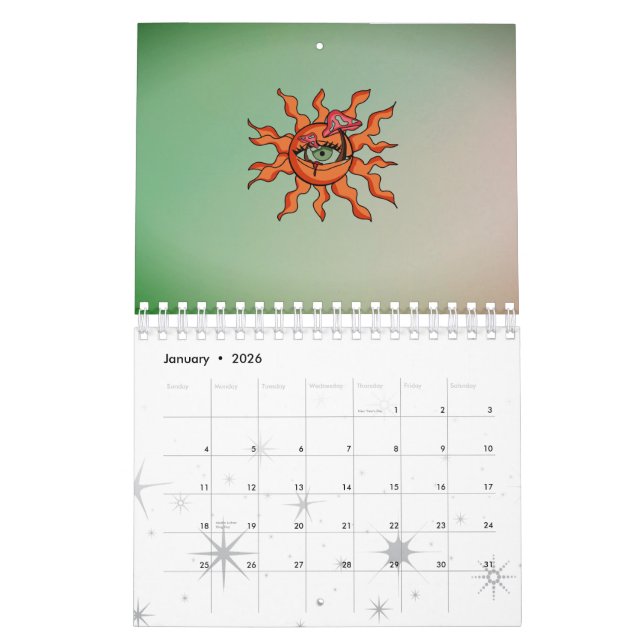 Calendário Todos os Raios de Cogumelo Vendo Sol (Jan 2026)