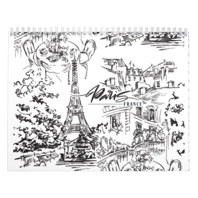Calendário Toile Torre Eiffel Preto (Capa)