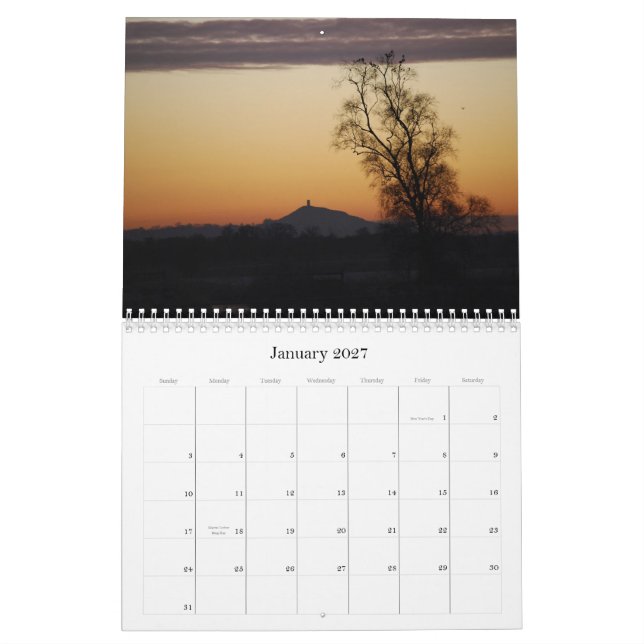 Calendário Tor de Glastonbury - Somerset (Jan 2027)
