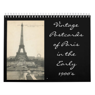 Calendário torre do eiffle, VintagePostcardsof Paris no
