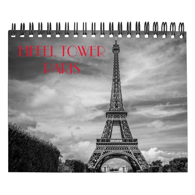 Calendário Torre Eiffel de Paris Preta e Branca (Capa)