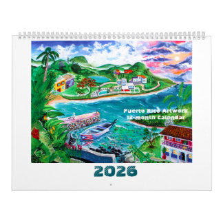 Calendário trabalho de arte de Porto Rico 2026