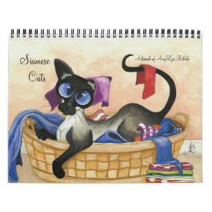 Calendário Trabalhos de arte do gato Siamese por AmyLyn