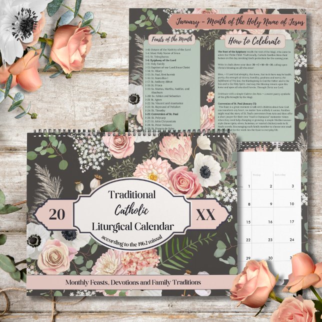 Calendário Traditional 1962 Missal Catholic Liturgical  (Traditional Liturgical Calendar for Catholic families who follow the 1962 Missal. )