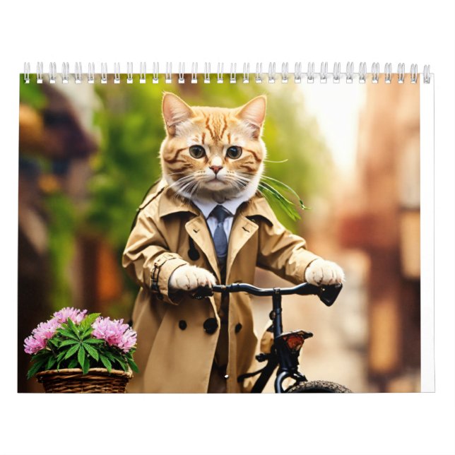 Calendário : Trendy Feline Adventure: Cat in Trench Casaco on (Capa)