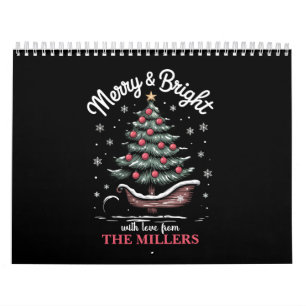 Calendário Trenó de Natal Personalizado Árvore Alegre e Brilh