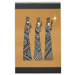 Calendário Três Reis Magos Natal Preto e Branco Natividade