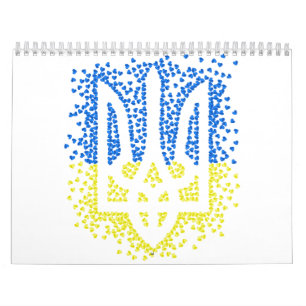 Calendário Tridente de emblem ucraniano trizub espalhando cor