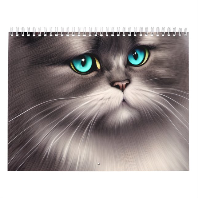 Calendário Triptych Digital de Cat Persa Altamente Detalhado (Capa)
