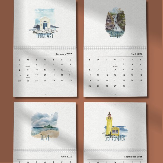Calendário Tropical Watercolor Calendar 2026 (Criador carregado)