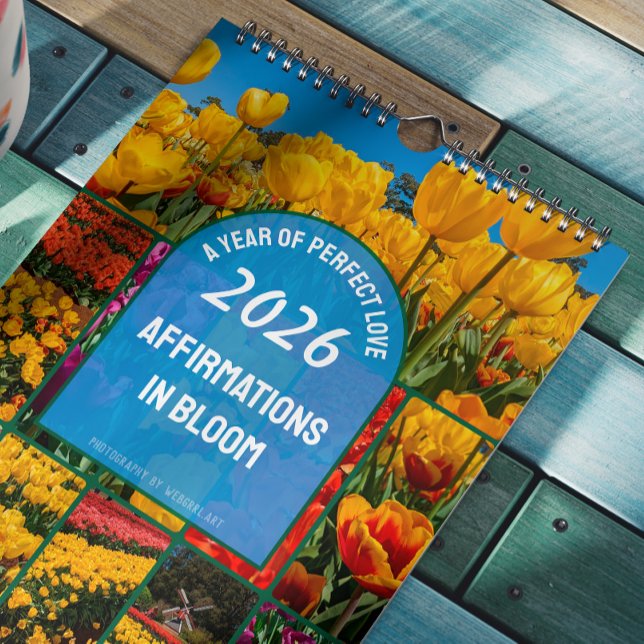 Calendário Tulip Flowers Affirmation New Beginnings Deep Love (Criador carregado)