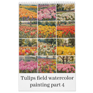 Calendário Tulipas de campo de aquarela pintura 4