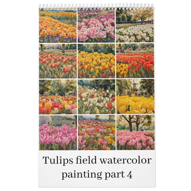 Calendário Tulipas de campo de aquarela pintura 4 (Capa)