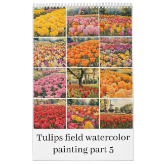 Calendário Tulipas de campo de aquarela pintura 5