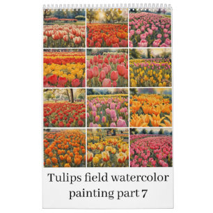 Calendário Tulipas, pintura aquosa em campo 7