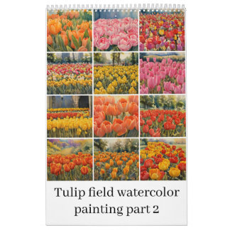 Calendário Tulips campo aquarela pintura 2