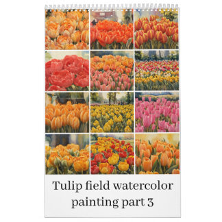 Calendário Tulips campo aquarela pintura 3