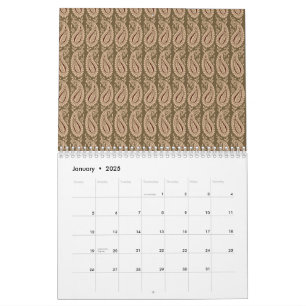 Calendário Túmulo castanho com um padrão de motivo detalhado