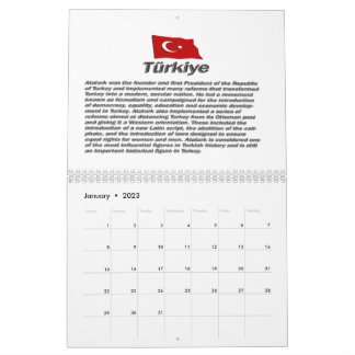 Calendário Turkiye Calender 100º aniversário da República