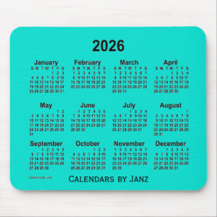 Calendário Turquesa de 2026 por Janz Mouse Pad
