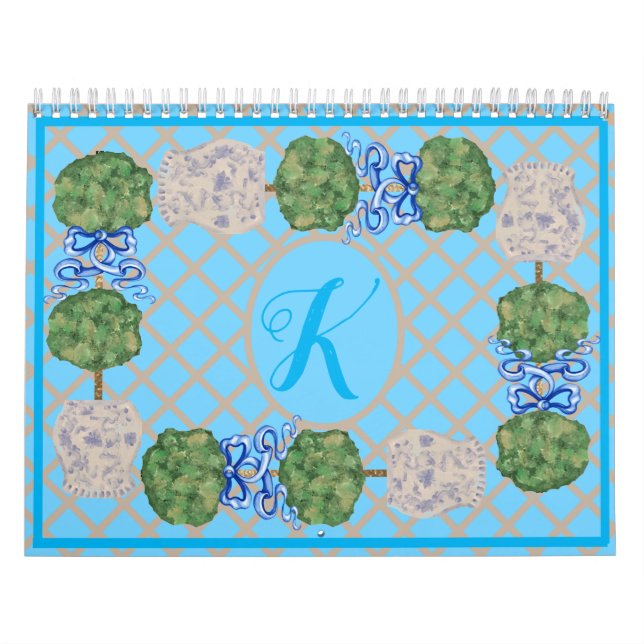 Calendário Turquoise Chinoiserie Ginger Jar Topiary (Capa)