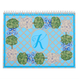 Calendário Turquoise Chinoiserie Ginger Jar Topiary