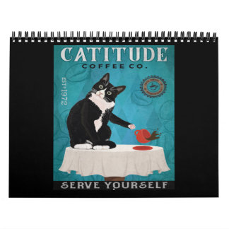 Calendário Tuxedo Cat Coffee Company Funny Tuxedo