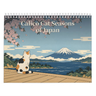 Calendário Ukiyo-e Calico Cat Japanese Seasons Art