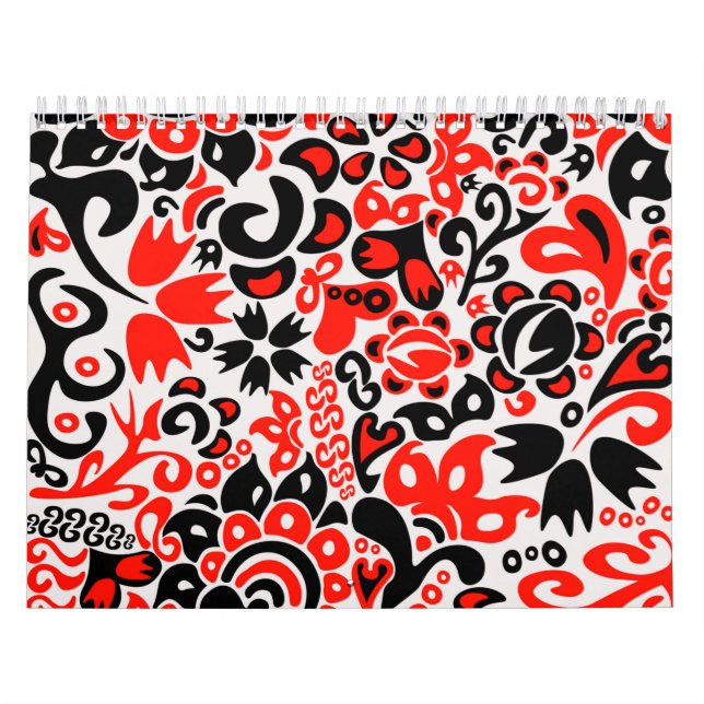 Calendário Ukrainian ethnic folk art floral pattern absrtact  (Capa)
