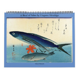 Calendário Um banco de areia dos peixes por Utagawa Hiroshige